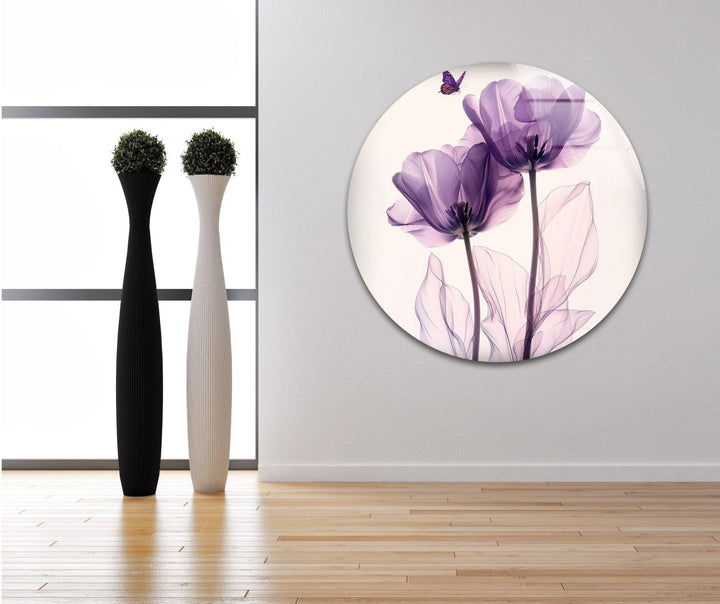 Albert Koetsier Purple Tulips Glass Wall Art, glass pictures for Wall, glass prints wall art