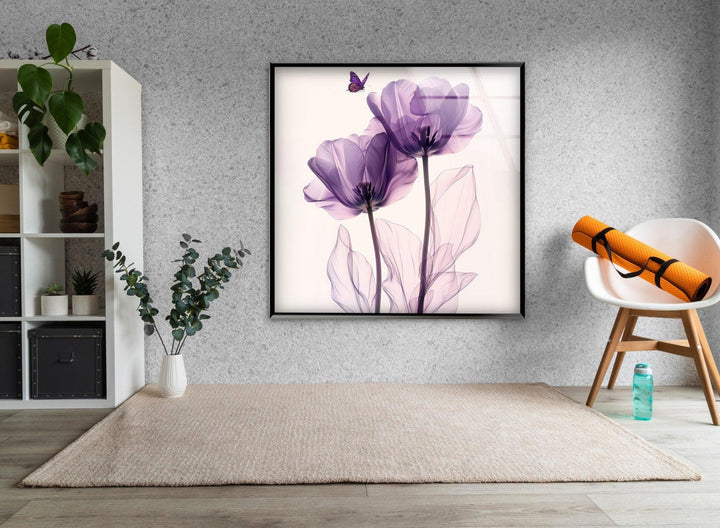 Albert Koetsier Purple Tulips Glass Wall Art, photo print on glass, prints on glass wall art