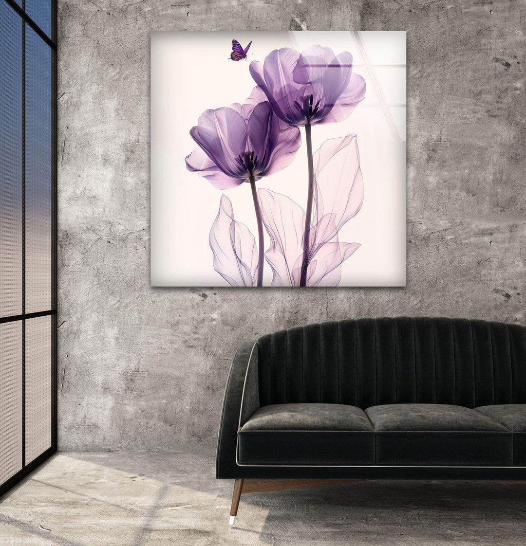 Albert Koetsier Purple Tulips Glass Wall Art, custom glass pictures, glass art prints