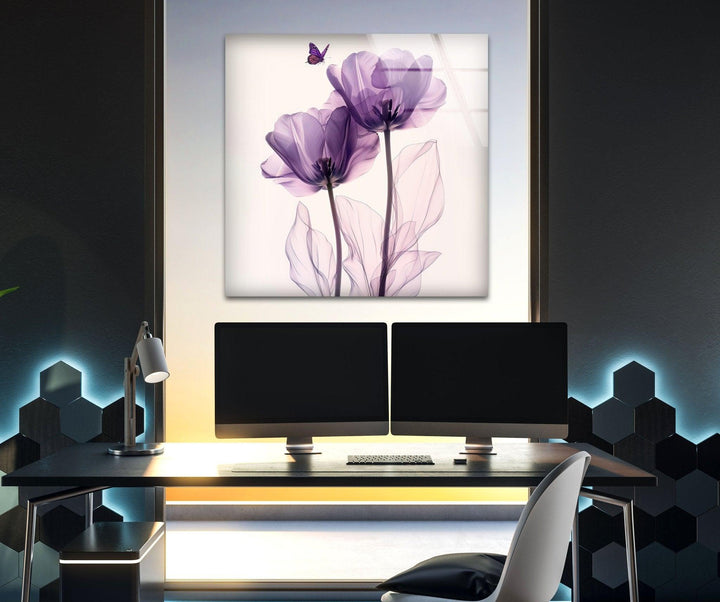 Albert Koetsier Purple Tulips Glass Wall Art, large glass photo prints, glass wall photos