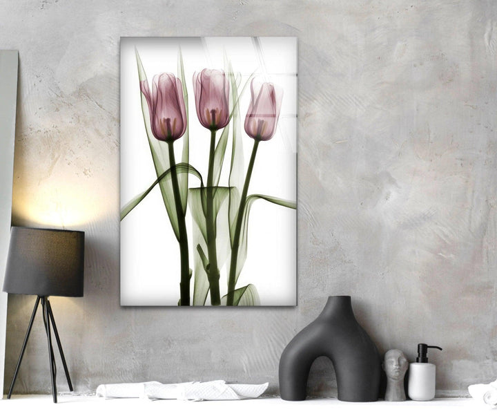 Albert Koetsier Triplet Tulips Glass Wall Art, art glass wall art, glass wall art pictures