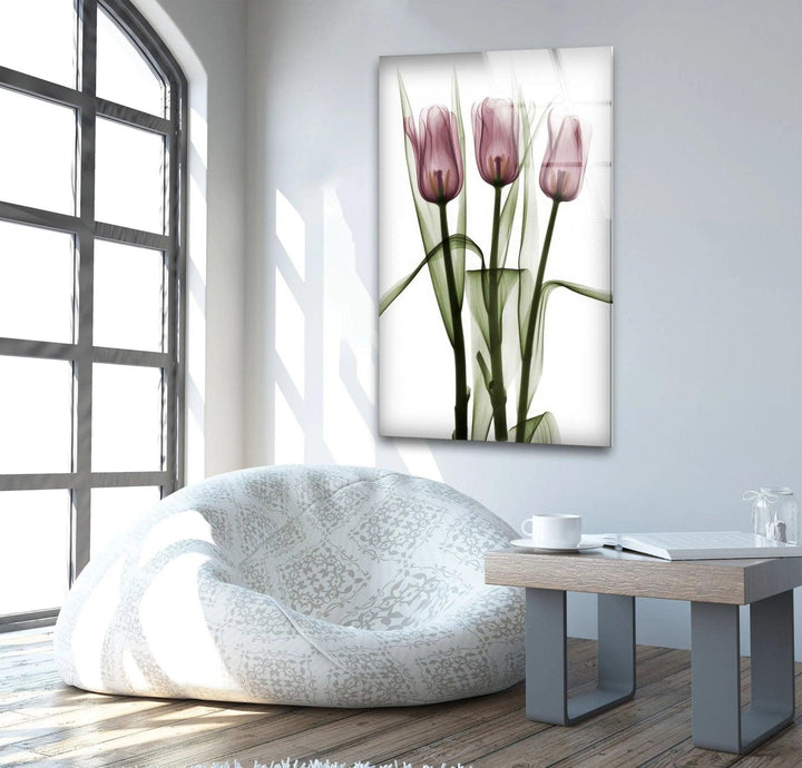 Albert Koetsier Triplet Tulips Glass Wall Art, custom glass pictures, glass art prints