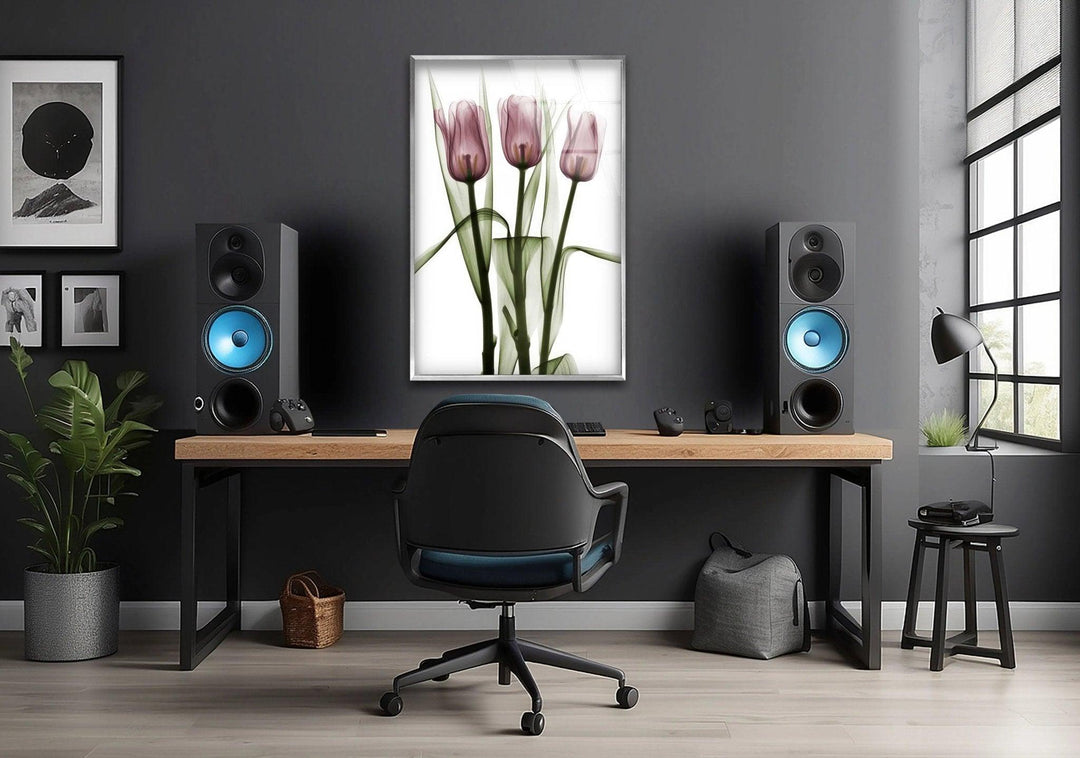 Albert Koetsier Triplet Tulips Glass Wall Art, large glass photo prints, glass wall photos