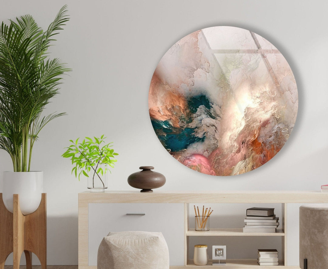 Alcohol ink Art Round Glass Wall Art