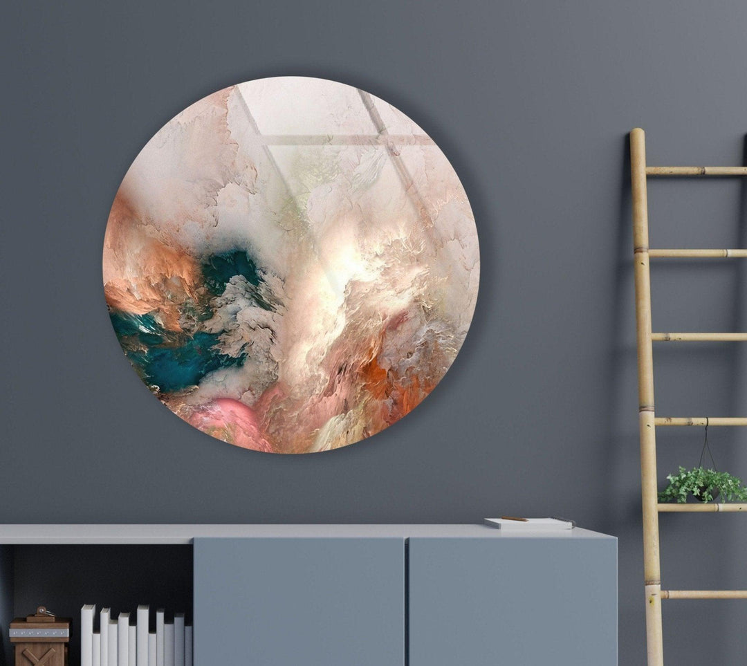 Alcohol ink Art Round Glass Wall Art