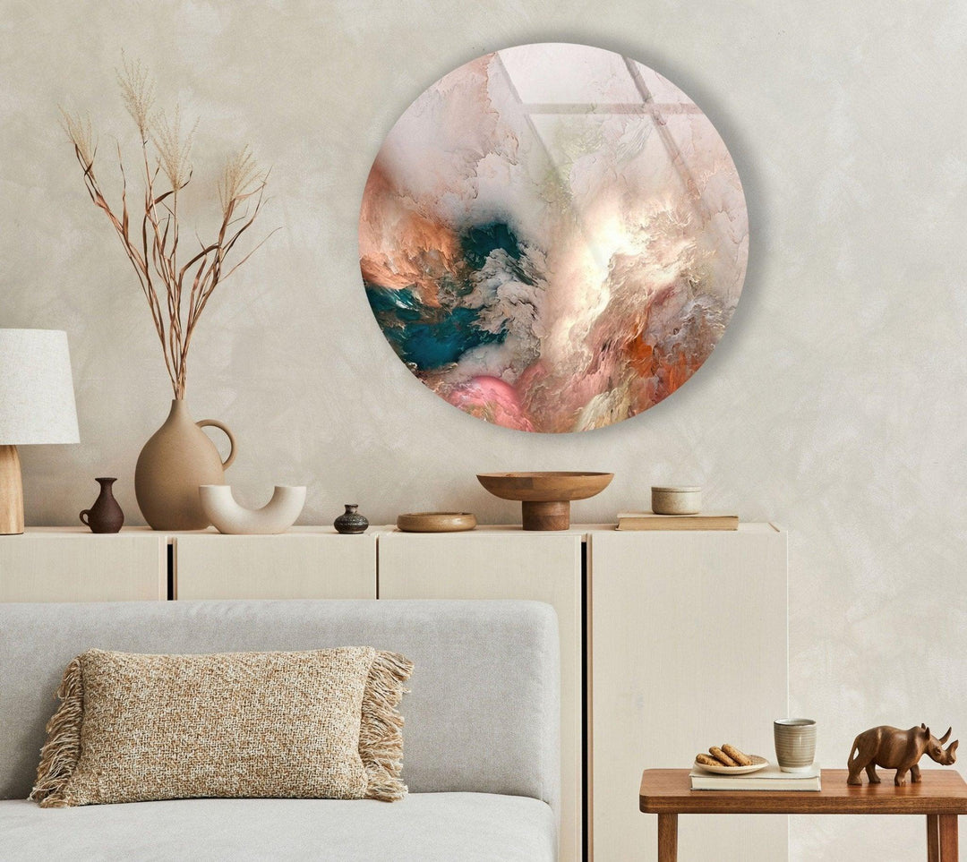 Alcohol ink Art Round Glass Wall Art