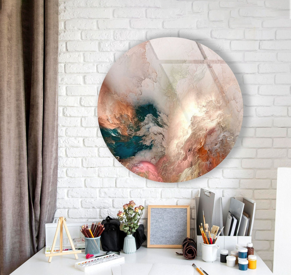 Alcohol ink Art Round Glass Wall Art Elevate your home decor with stunning Glass Wall Art. Our tempered glass wall art features vibrant colors, modern designs, and custom options. Perfect for living rooms, kitchens, and more. Discover the beauty of glass paintings and wall pictures today. Free shipping and secure packaging included.