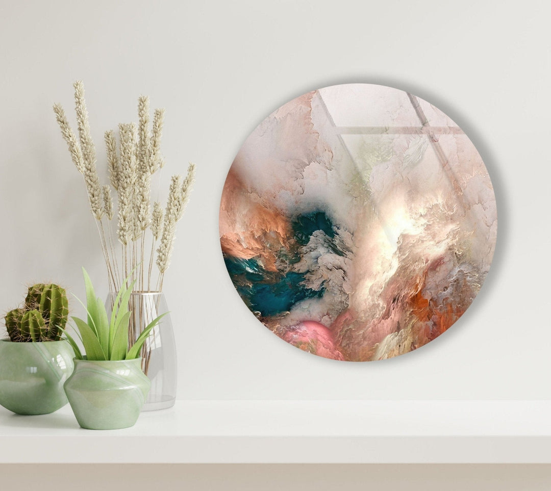 Alcohol ink Art Round Glass Wall Art