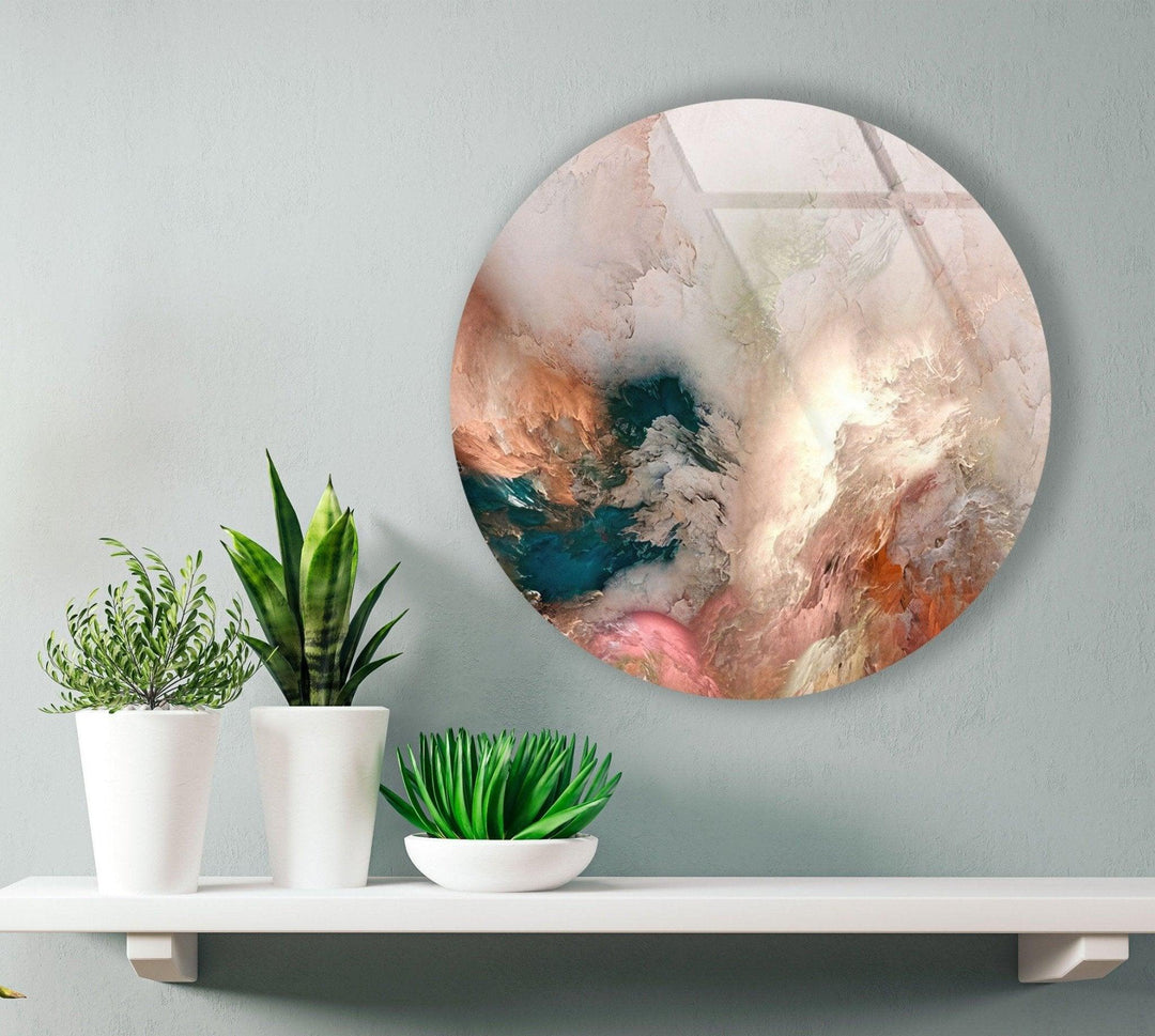 Alcohol ink Art Round Glass Wall Art