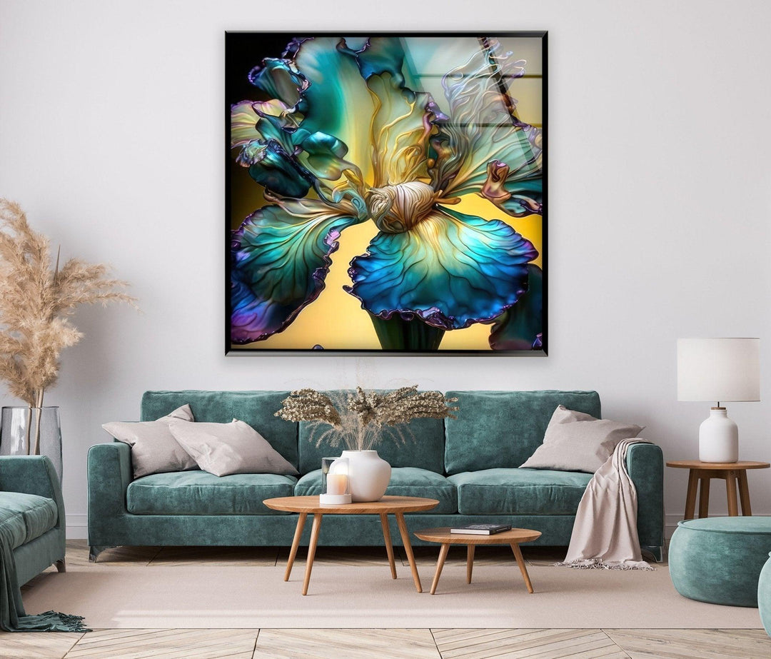 Alcohol Ink Colored Flower Glass Wall Art glass image printing, glass prints from photos
