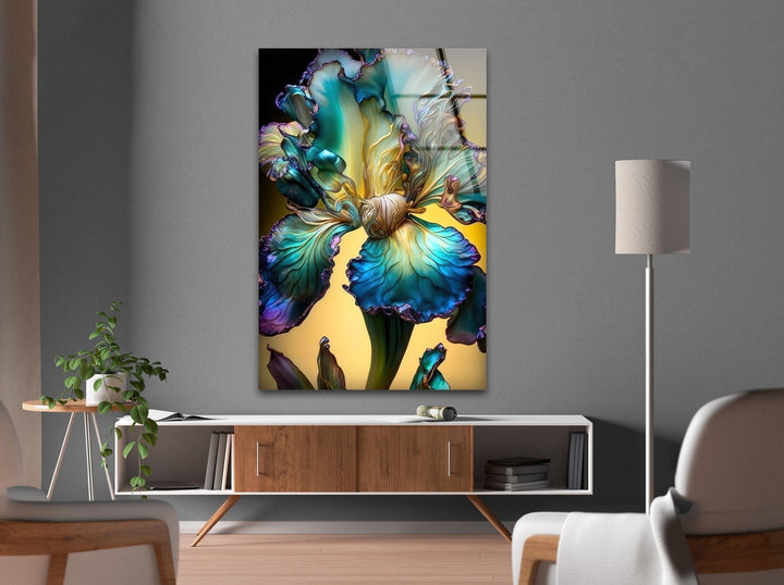 Alcohol Ink Colored Flower Glass Wall Art custom glass pictures, glass art prints
