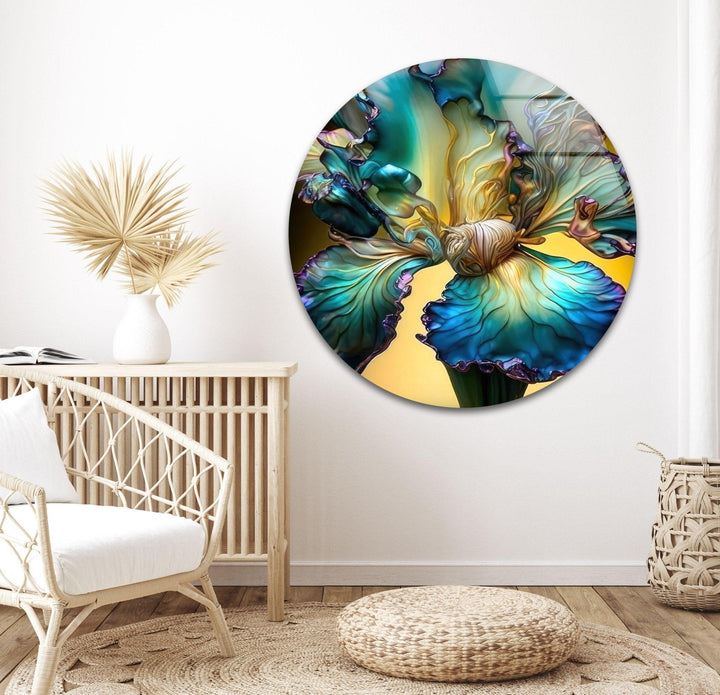 Alcohol Ink Colored Flower Glass Wall Art glass photo prints, glass picture prints
