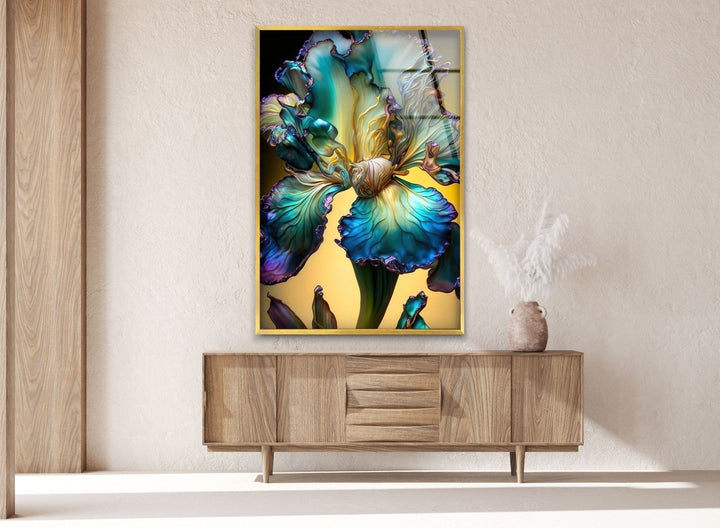 Alcohol Ink Colored Flower Glass Wall Art Glass Printing Wall Art, Print photos on glass
