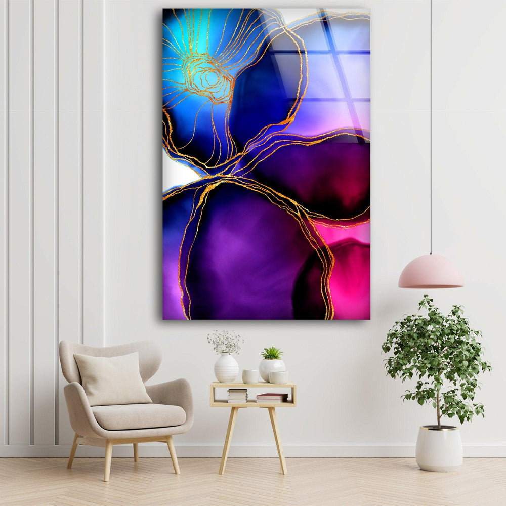 Alcohol ink Flower Glass Wall Art ,   glass wall decor, glass wall art decor