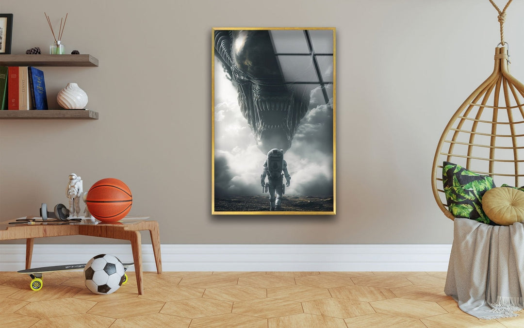 Alien & Astronaut Glass Wall Art large glass photo prints, glass wall photos
