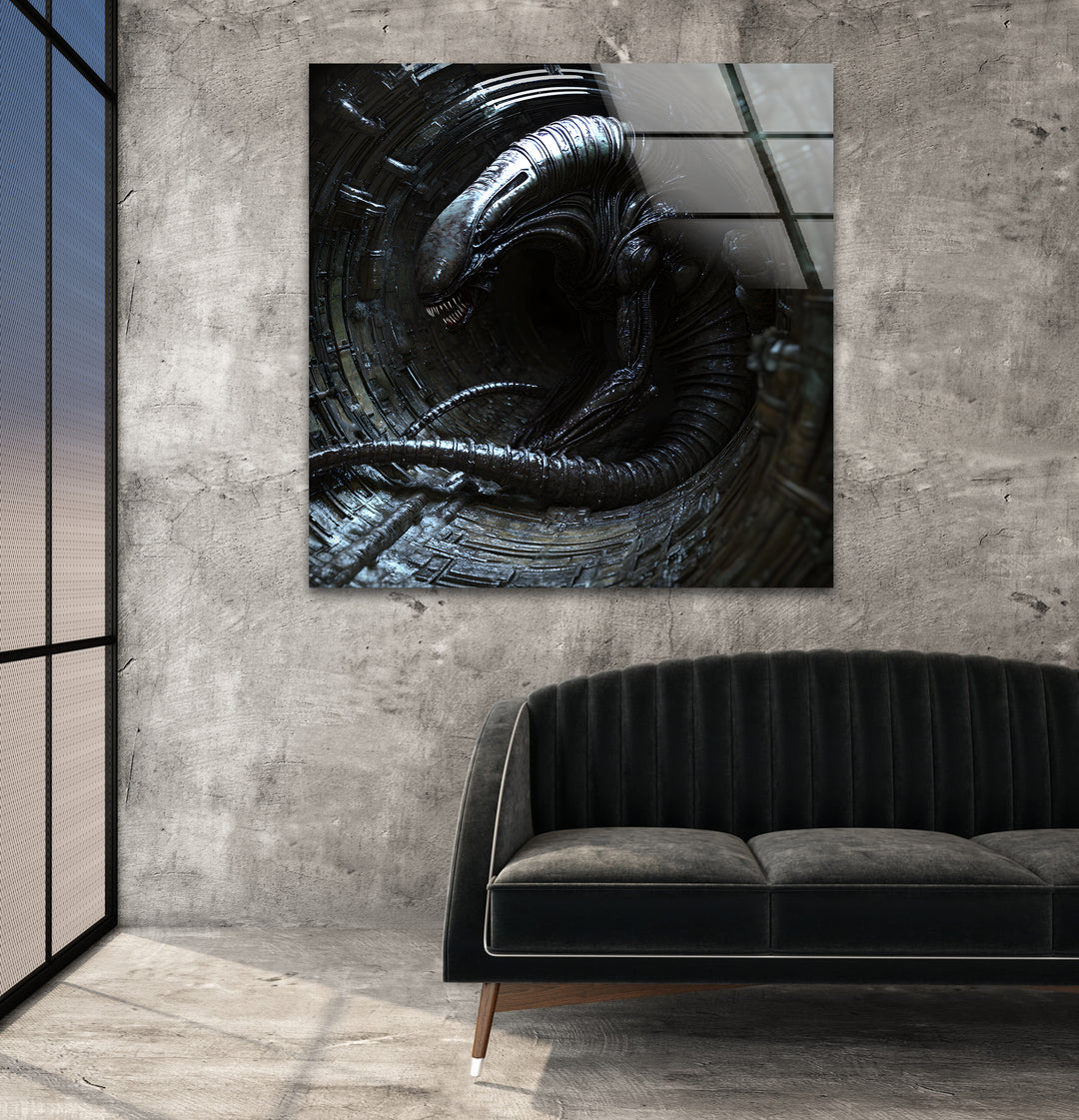 Black Alien Glass Wall Art Glass Printing Wall Art, Print photos on glass