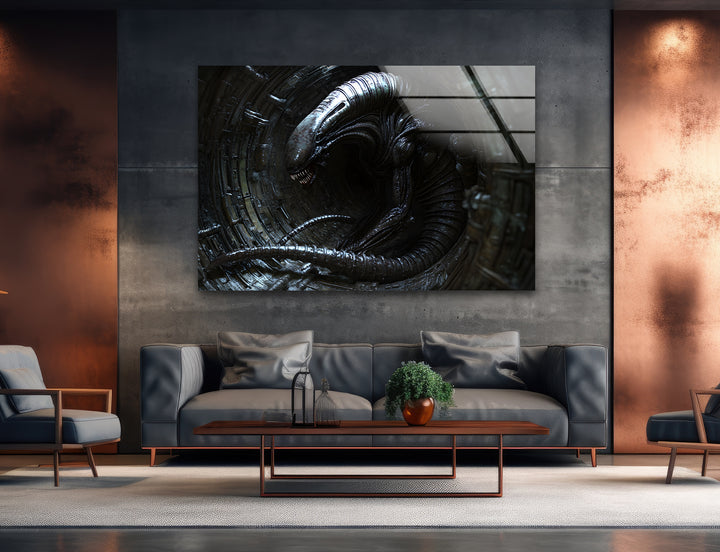 Black Alien Glass Wall Art glass photo prints, glass picture prints