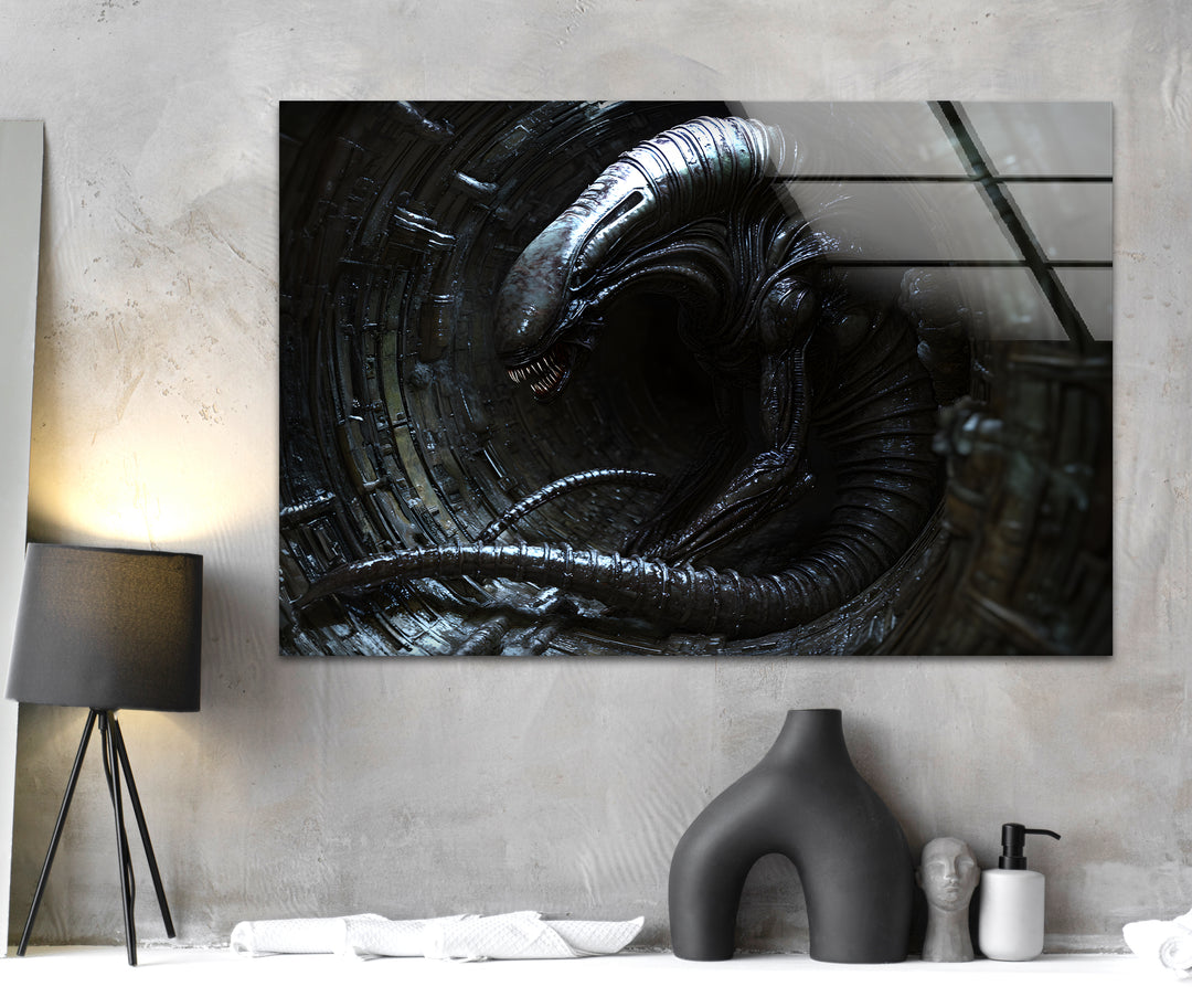 Black Alien Glass Wall Art large glass photo prints, glass wall photos