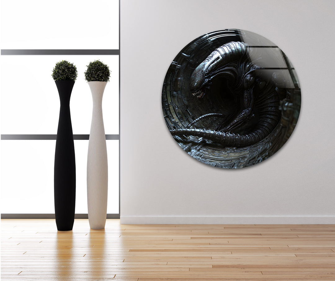 Black Alien Glass Wall Art glass pictures for Wall, glass prints wall art