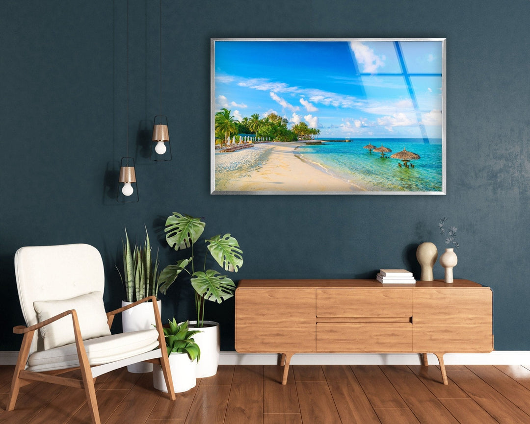 Alimatha Island Glass Wall Art print picture on glass, Tempered Glass Wall Art