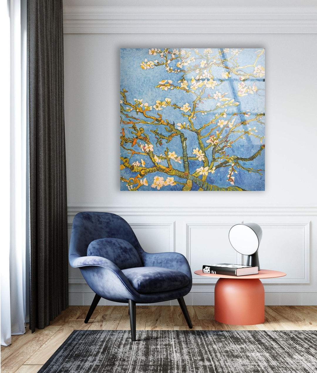 Almond Blossom by Vincent Van Gogh Glass Wall Art, glass photo prints, glass picture prints