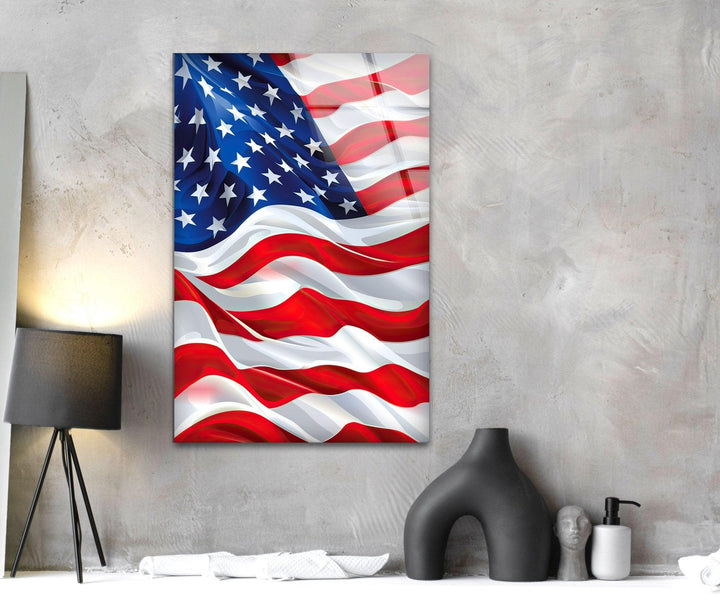 American Flag Glass Wall Art Glass Printing Wall Art, Print photos on glass
