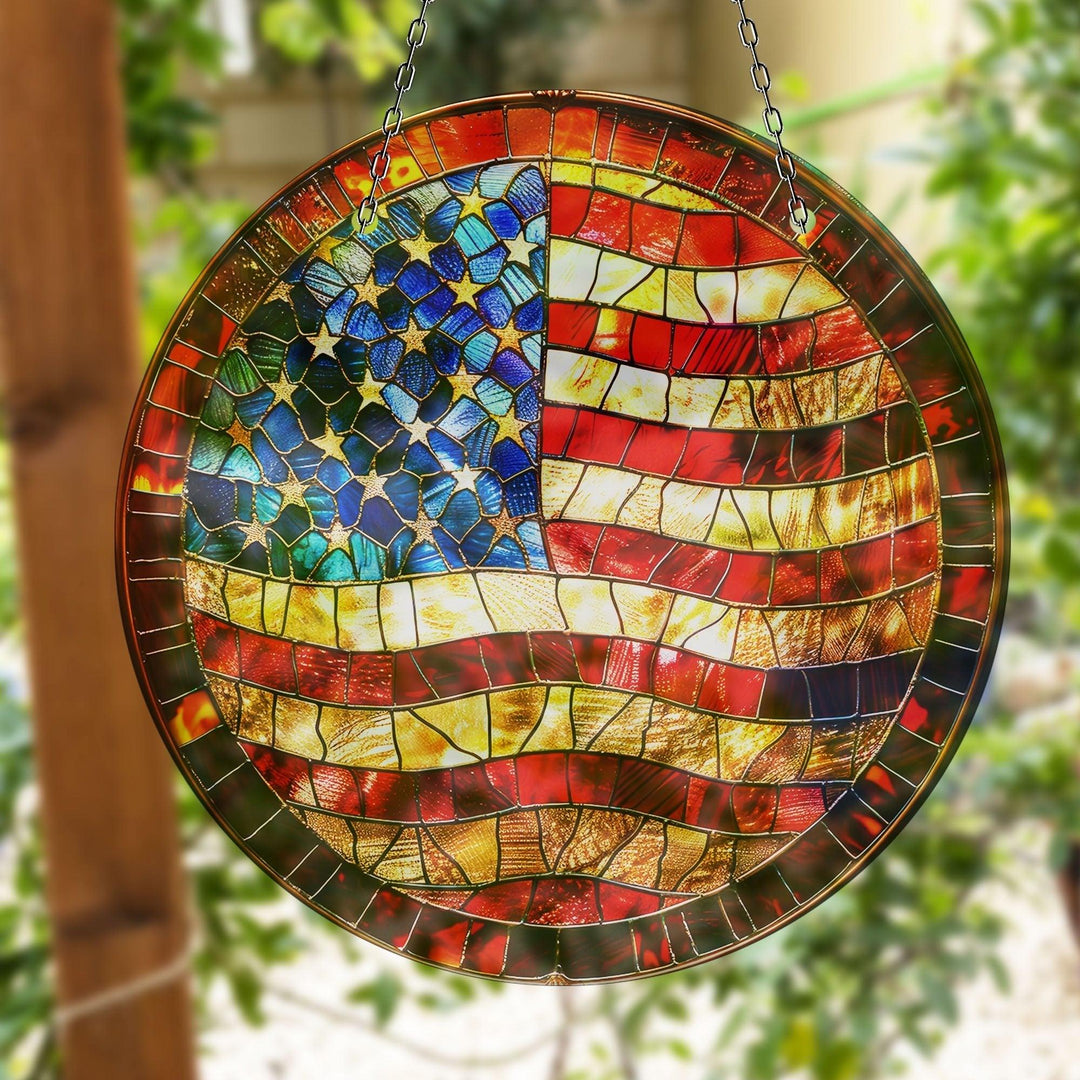 American Flag Suncatcher Decor Add Color with Stained Glass Suncatchers for Home | Myphotostation
