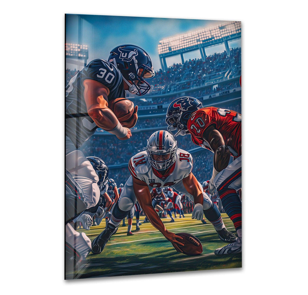 American Football Art Glass Wall Art print picture on glass, Tempered Glass Wall Art
