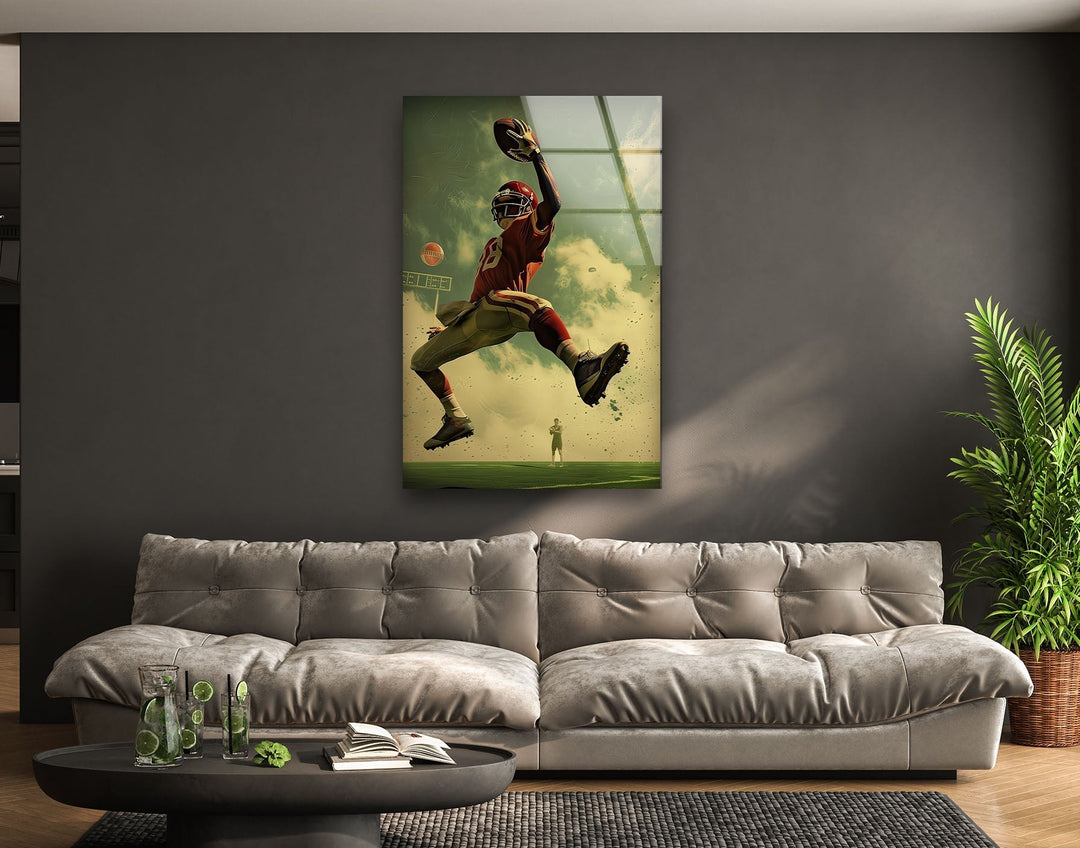 American Football NFL Glass Wall Art print picture on glass, Tempered Glass Wall Art
