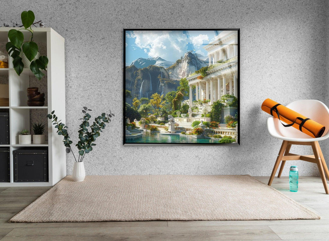 Ancient Greece City View Glass Wall Art, large glass photo prints, glass wall photos