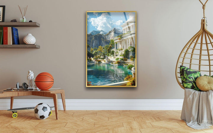 Ancient Greece City View Glass Wall Art, glass image printing, glass prints from photos