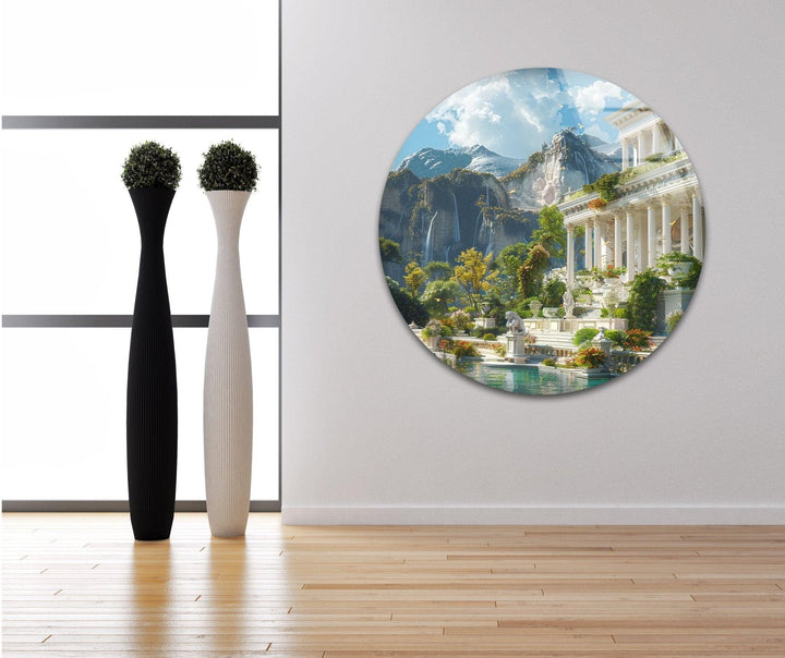 Ancient Greece City View Glass Wall Art, custom glass pictures, glass art prints