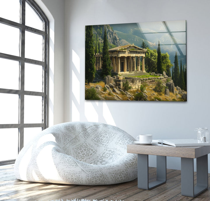 Ancient Greek Temple Glass Wall Art, glass image printing, glass prints from photos