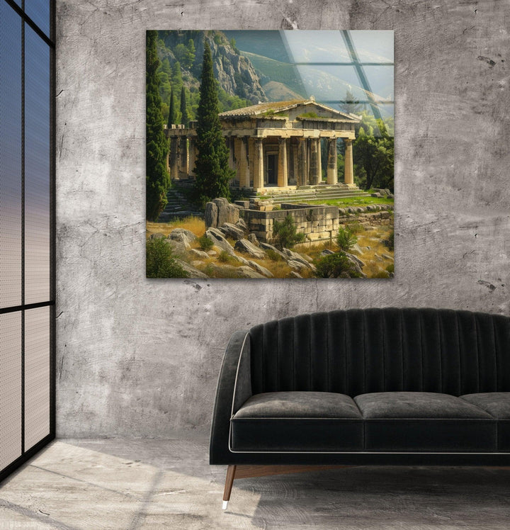 Ancient Greek Temple Glass Wall Art, glass photo prints, glass picture prints