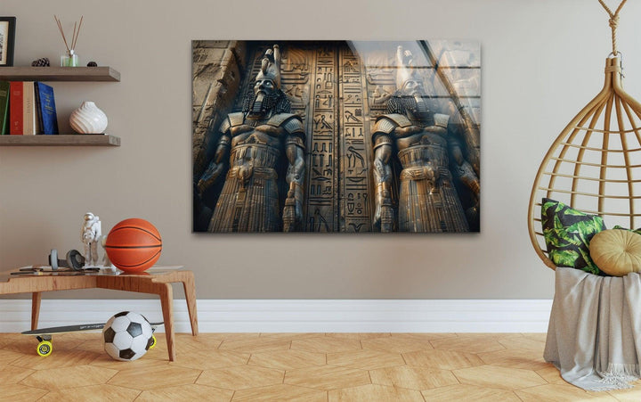 Ancient Mesopotamia Guardian Glass Wall Art, glass pictures for Wall, glass prints wall art