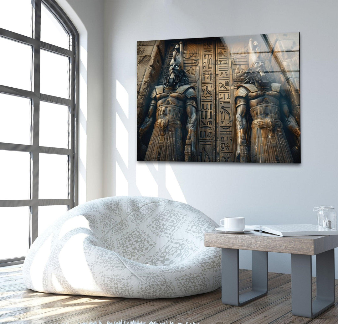 Ancient Mesopotamia Guardian Glass Wall Art, custom glass pictures, glass art prints