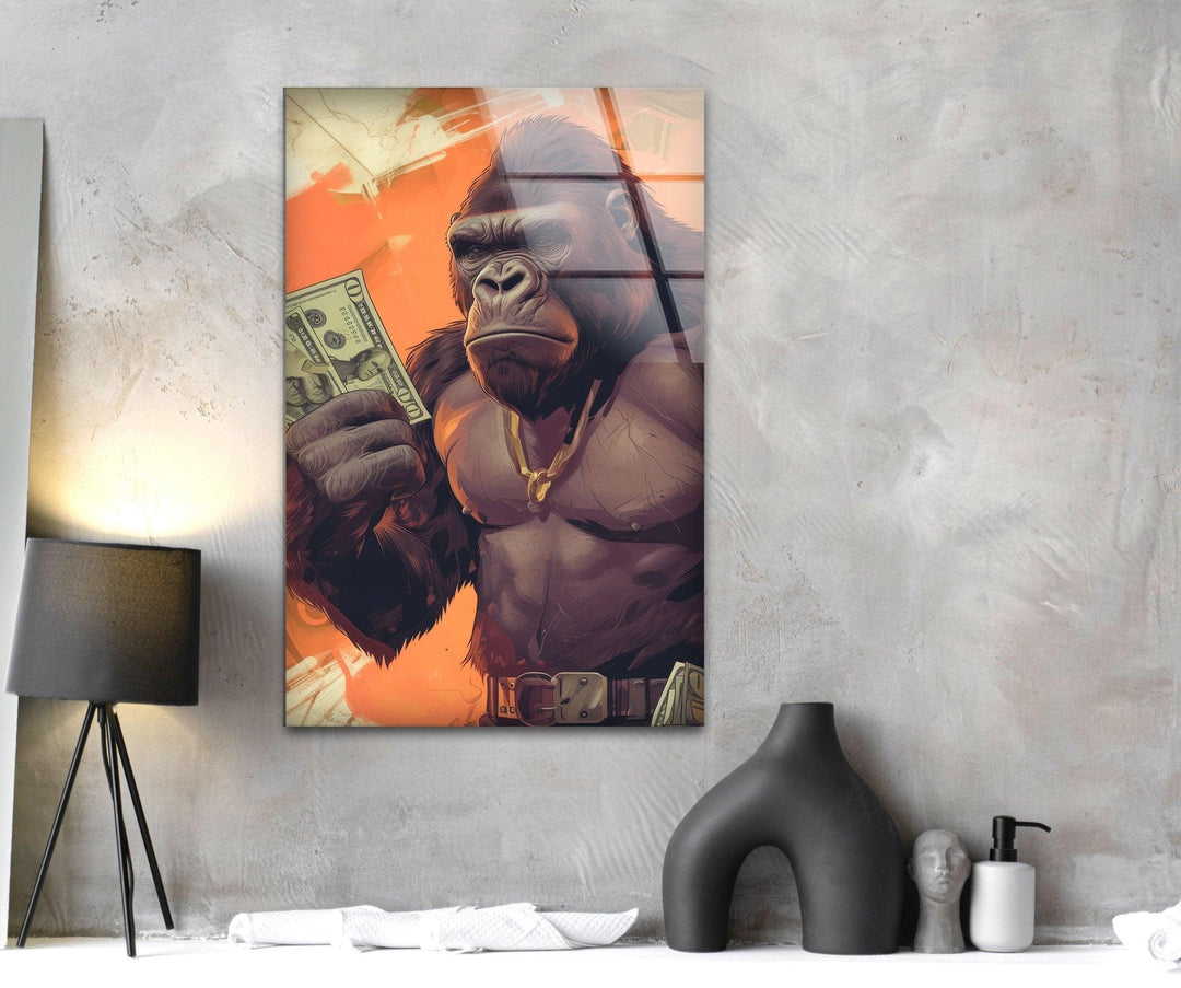 Angry Gorilla Glass Wall Art glass art painting, glass art for the Wall