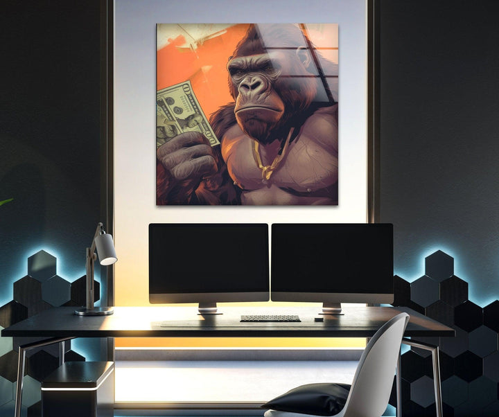 Angry Gorilla Glass Wall Art print picture on glass,Tempered Glass Wall Art