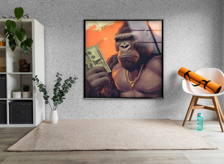 Angry Gorilla Glass Wall Art print on glass, glass printed photos