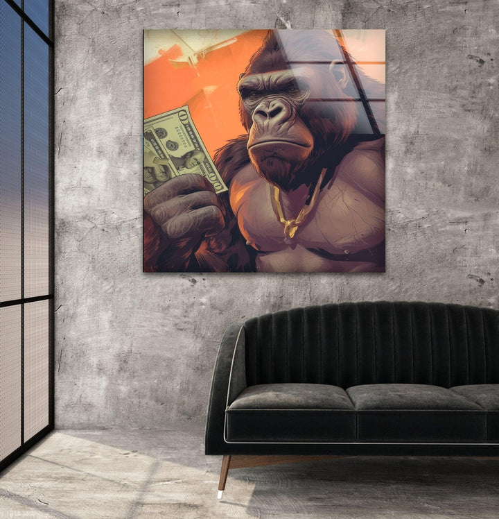 Angry Gorilla Glass Wall Art picture on glass wall art, photos printed on glass