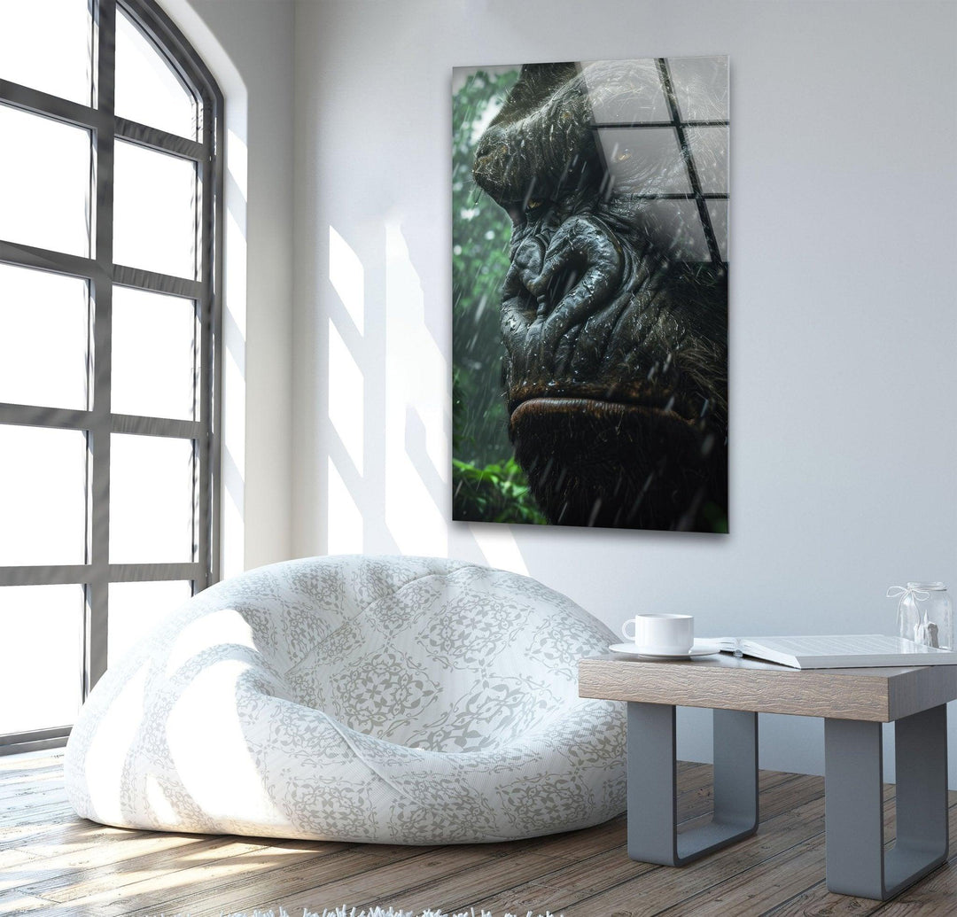 Angry King Kong Glass Wall Art picture on glass wall art, photos printed on glass
