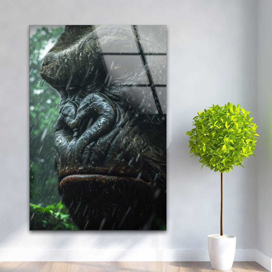 Angry King Kong Glass Wall Art custom glass photo prints, large glass prints
