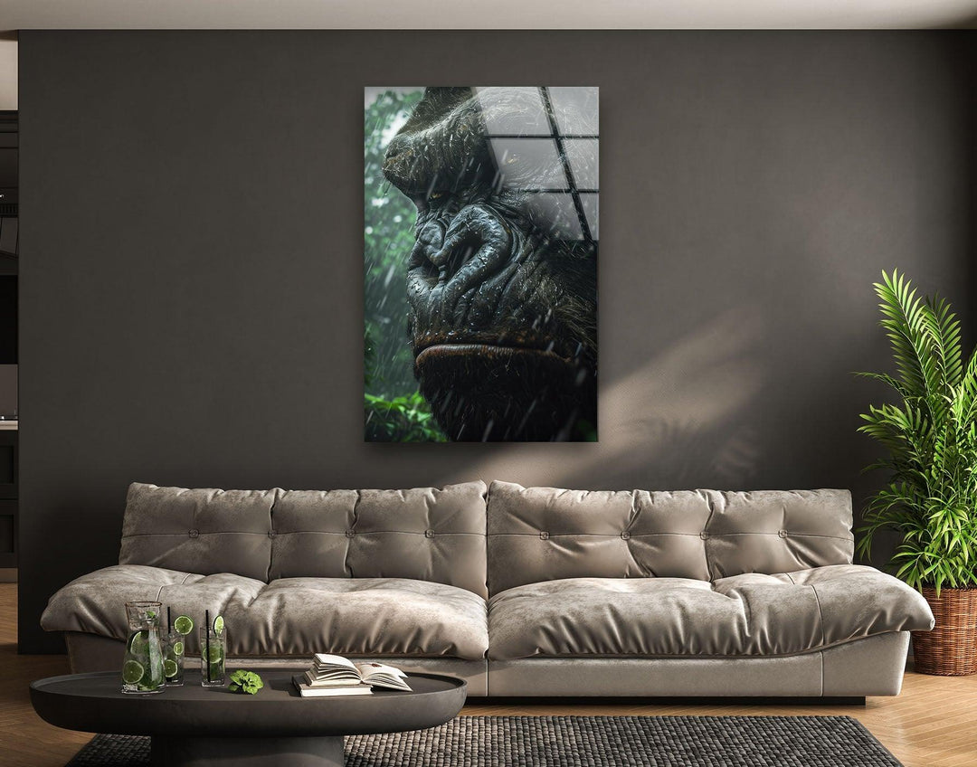 Angry King Kong Glass Wall Art print picture on glass, Tempered Glass Wall Art
