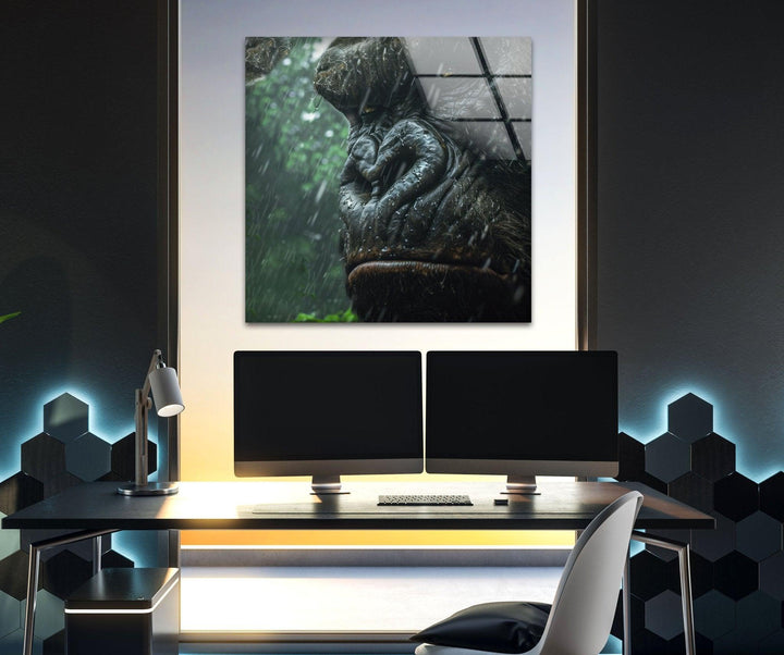 Angry King Kong Glass Wall Art glass wall decor, glass wall art decor
