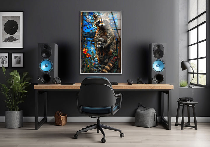 Raccoon Glass Wall Art large glass photo prints, glass wall photos
