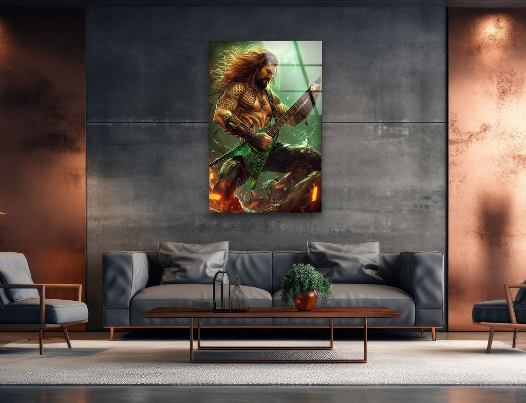 Aquaman Guitarist Glass Wall Art