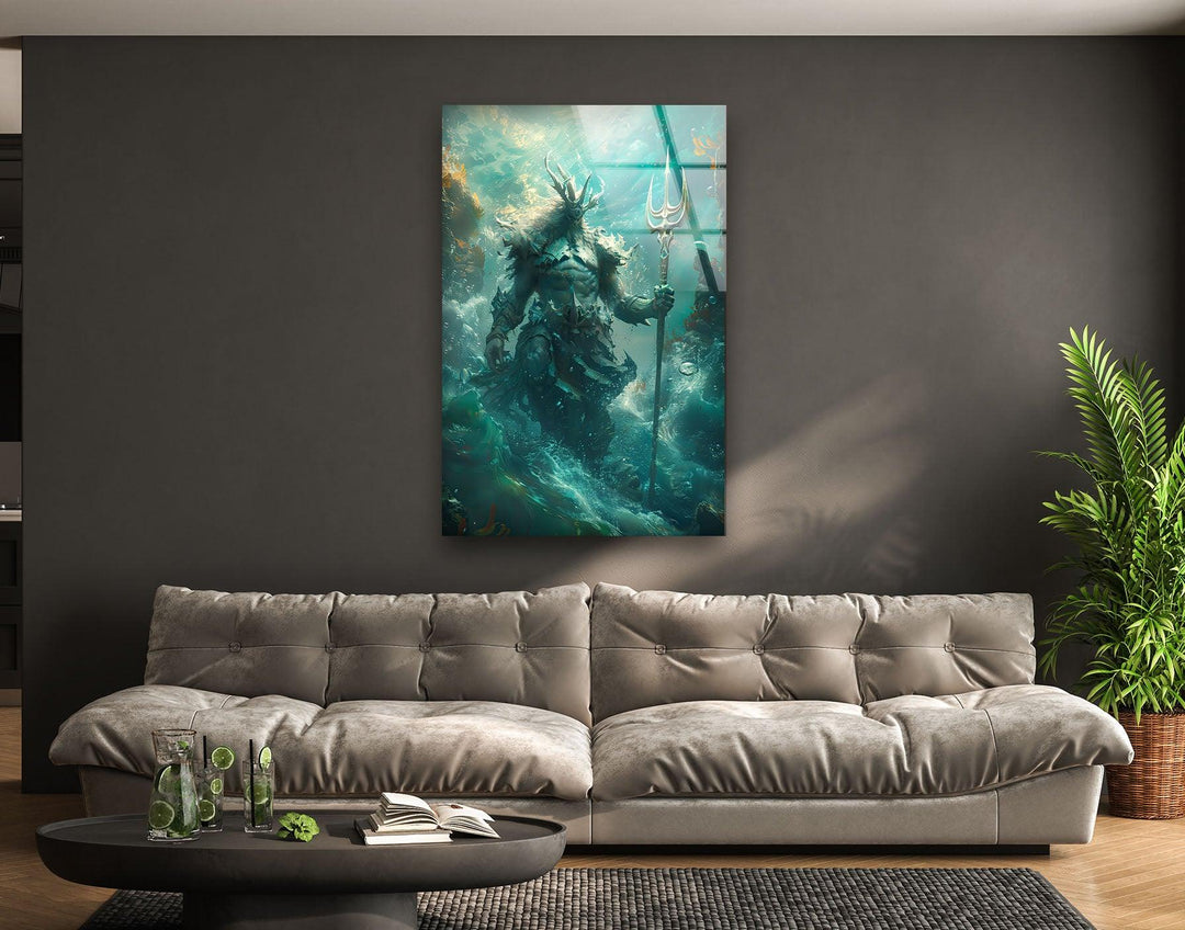 Poseidon God Glass Wall Art glass image printing, glass prints from photos
