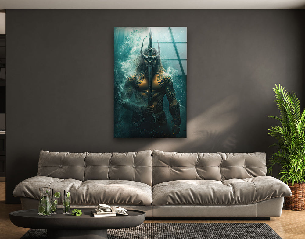 Aquaman's Spear Glass Wall Art custom glass photo prints, large glass prints
