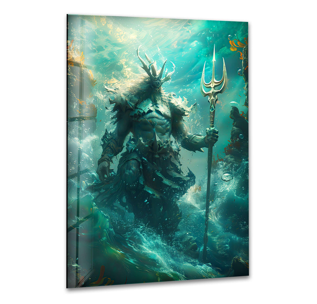 Poseidon God Glass Wall Art glass photo prints, glass picture prints
