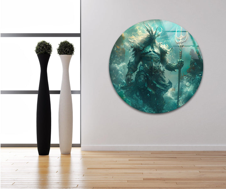 Poseidon God Glass Wall Art glass wall decor, glass wall art decor
